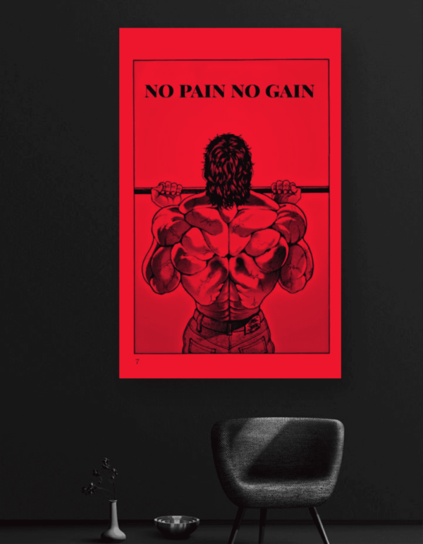 No Pain No Gain | Baki Hanma | Motivational Posters | Anime Posters